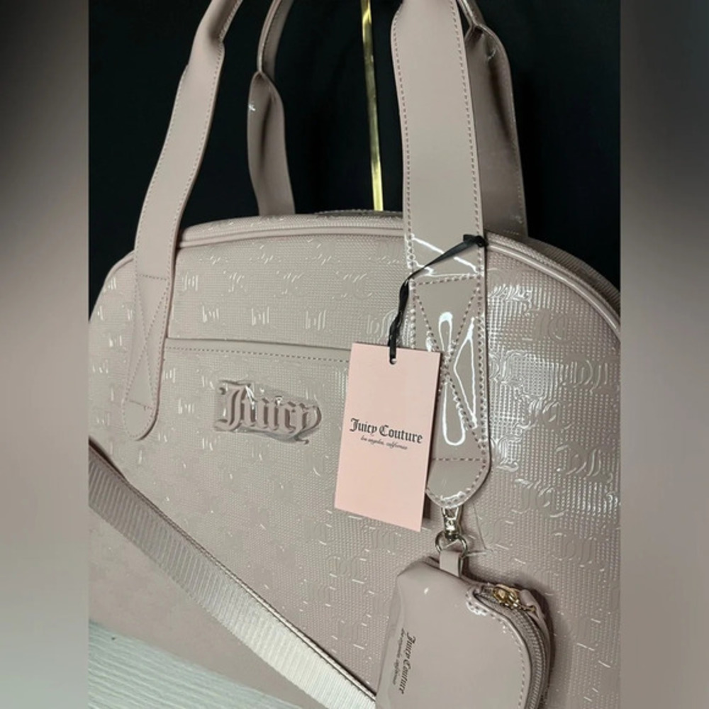 Juicy Couture Semi Charmed Patent Weekender Bag Pink Shiny NWT